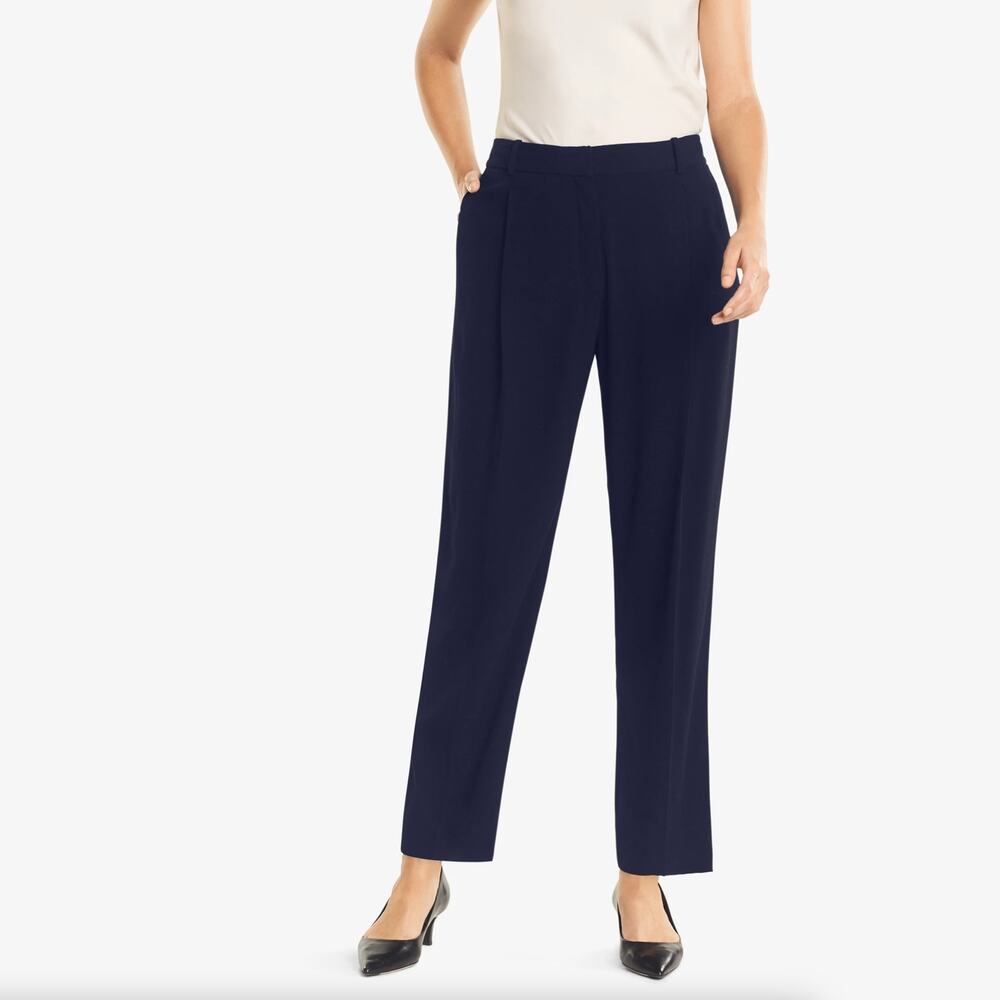 MM LAFLEUR The Elliott Trouser Pant Crinkle Crepe Navy Blue {3L31}